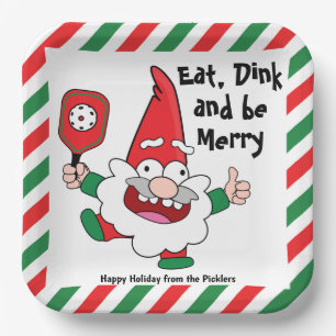 Eat, dink and be merry Christmas pickleball Paper Paper Plate