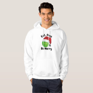 Eat, Dink and Be Merry Christmas Pickleball Santa Hoodie