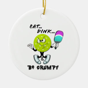 Eat dink & be grumpy (pickleball) ceramic tree decoration