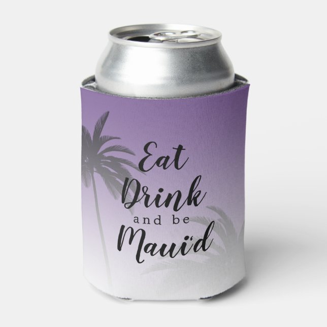 Eat Dink Be Mauid Monogram Tropical Beach Wedding Can Cooler (Can Front)