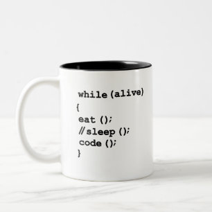 Eat, Don't Sleep, Code, Repeat. Funny Software Pro Two-Tone Coffee Mug