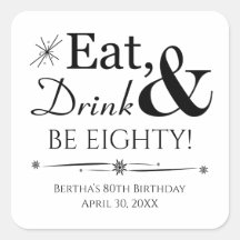 Eat Drink and Be Eighty Retro 80th Birthday