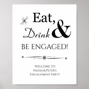 Eat Drink and Be Engaged Retro Welcome Sign