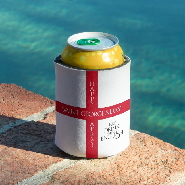 Eat Drink and Be English St George's Cross Flag Can Cooler (In Situ Pool)