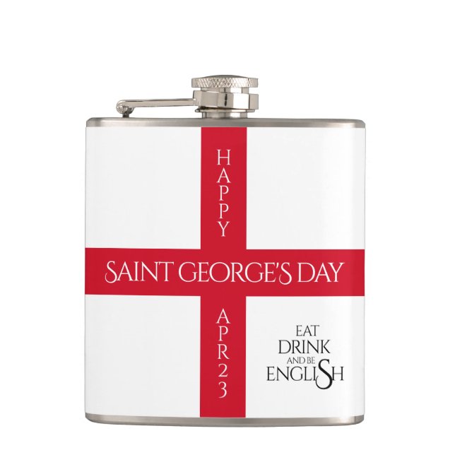 Eat Drink and Be English St George's Cross Flag Hip Flask (Front)