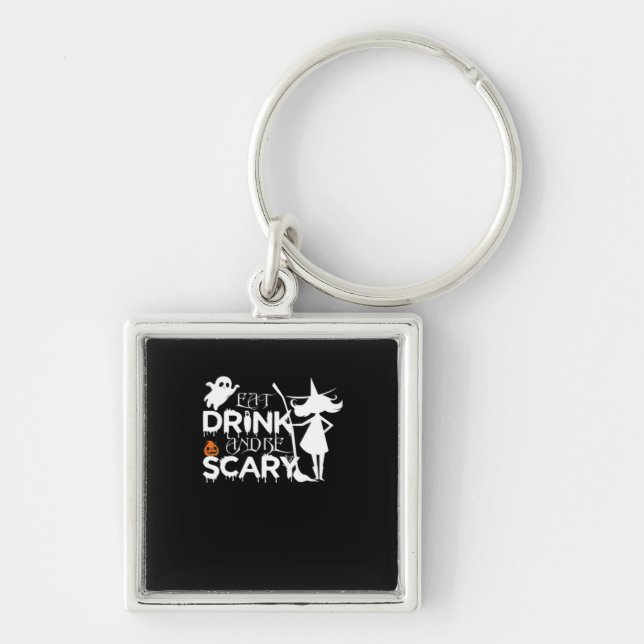 Eat Drink And Be Funny Scary Key Ring (Front)