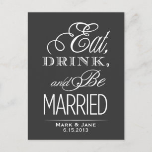 Eat Drink and Be Married Announcement Postcard
