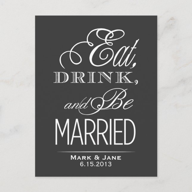 Eat Drink and Be Married Announcement Postcard (Front)