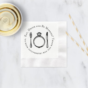 Eat Drink and Be Married Black and White Wedding Napkin