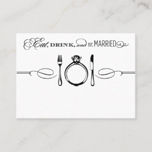 Eat Drink and Be Married Black Wedding Place Card