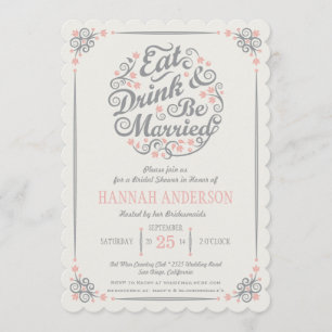 Eat Drink and Be Married Bridal Shower Invitation