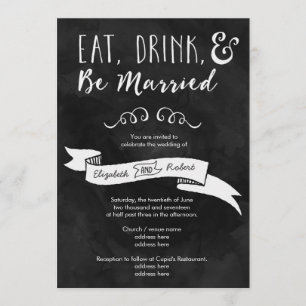 Eat, Drink, and Be Married Chalkboard Wedding Invitation
