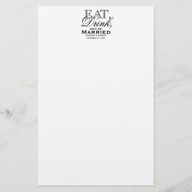 Eat, Drink, and Be Married Custom Wedding Stationery (Front)