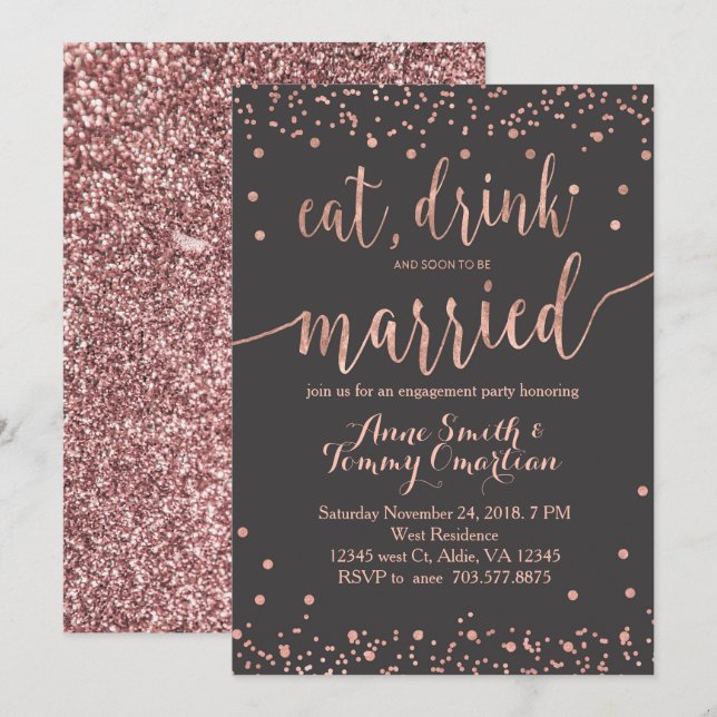 Eat Drink and Be Married Engagement Invitations (Front/Back)
