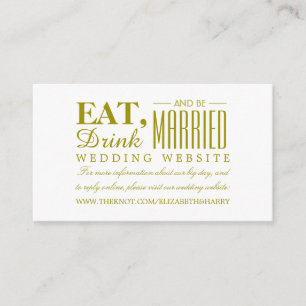 Eat, Drink and be Married Gold Wedding Website Enclosure Card