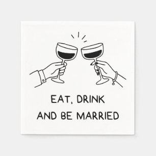Eat Drink and Be Married Hand Drawn Doodle Wedding Napkin