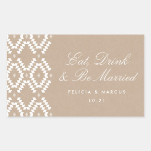 Eat, Drink and Be Married label, mini champagne Rectangular Sticker