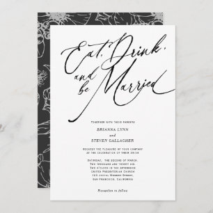 Eat drink and be married Modern script wedding Invitation