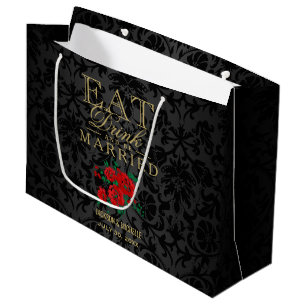 Eat, Drink and be Married - Red and Black Large Gift Bag