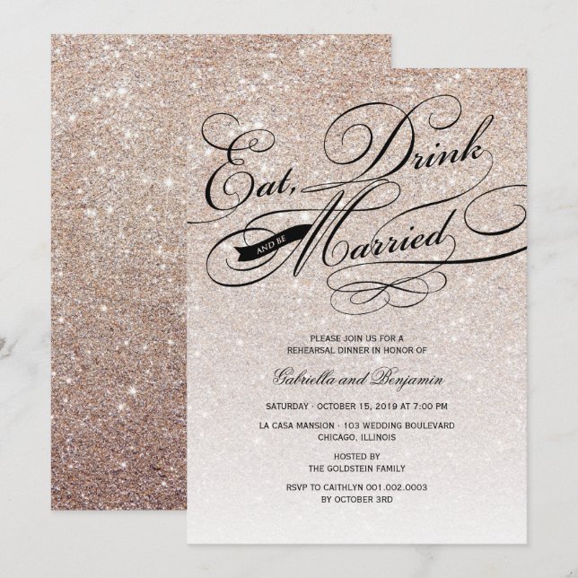 Eat Drink And Be Married Rehearsal Dinner Invite (Front/Back)