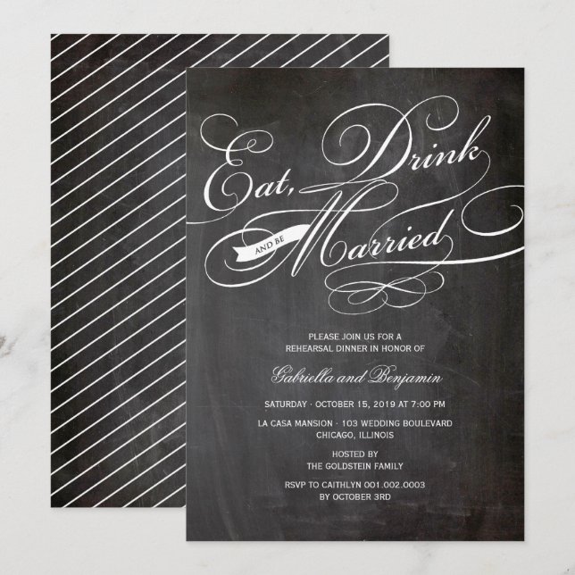 Eat Drink And Be Married Rehearsal Dinner Invite (Front/Back)