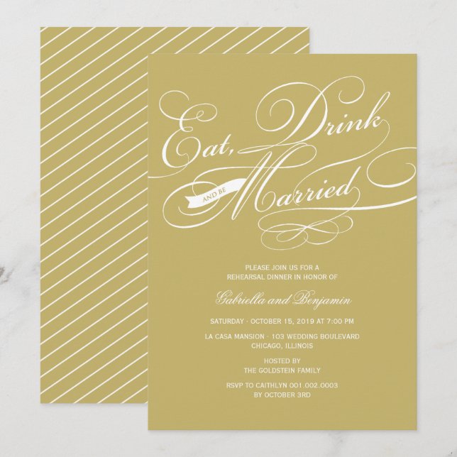 Eat Drink And Be Married Rehearsal Dinner Invite (Front/Back)
