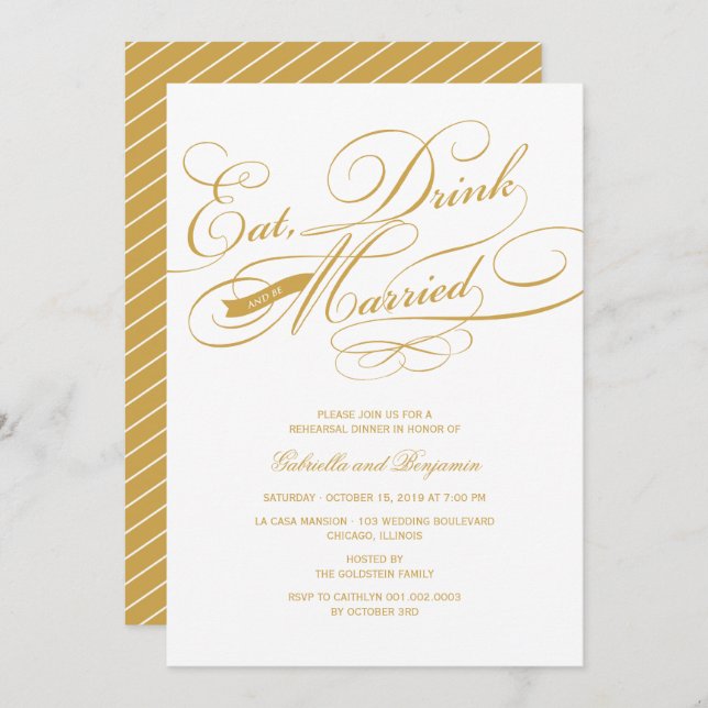Eat Drink And Be Married Rehearsal Dinner Invite (Front/Back)