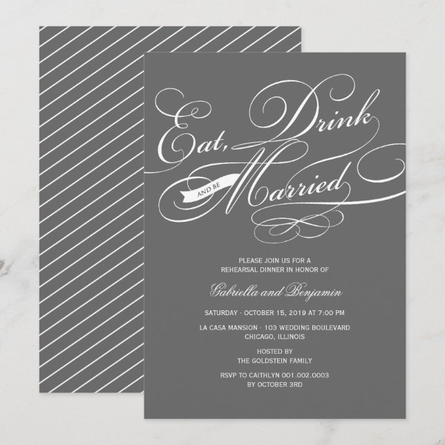 Eat Drink And Be Married Rehearsal Dinner Invite (Front/Back)