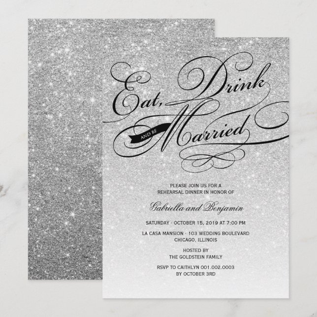 Eat Drink And Be Married Rehearsal Dinner Invite (Front/Back)
