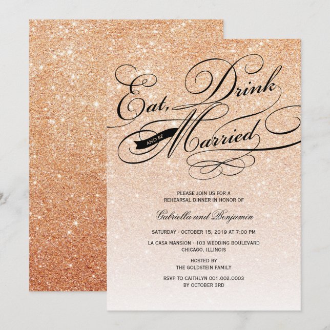 Eat Drink And Be Married Rehearsal Dinner Invite (Front/Back)