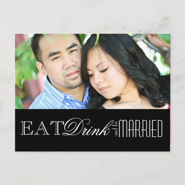 Eat, Drink and be Married | Save the Date Announcement Postcard (Front)