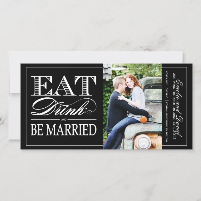 Eat, Drink and Be Married Save the Date Invite (Front)