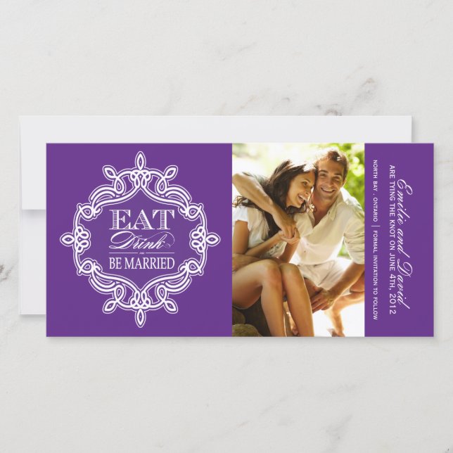 Eat, Drink and Be Married Save the Date Invite (Front)