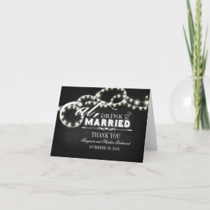 eat, drink and be married string lights thank you card