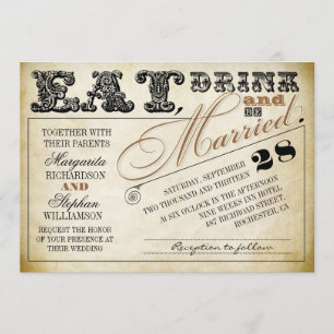 eat drink and be married typography wedding invite