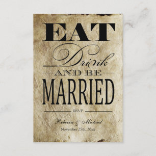 Eat Drink and be Married - Vintage Paper RSVP