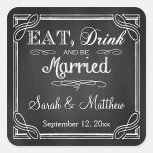 Eat Drink and be Married Wedding Favour Stickers
