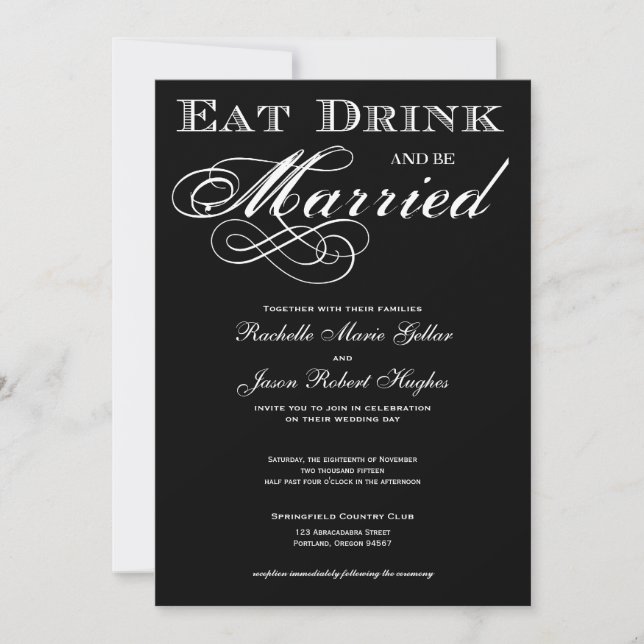 Eat Drink and be Married  Wedding Invitation (Front)
