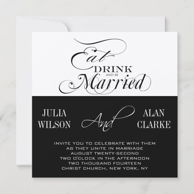 Eat, Drink and Be Married Wedding Invitation (Front)