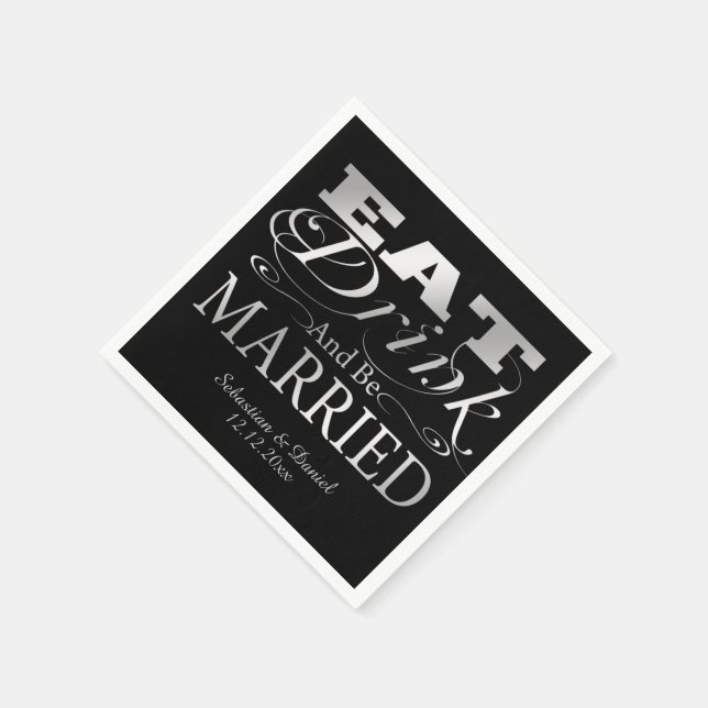 Eat Drink And Be Married Wedding Napkin (Corner)