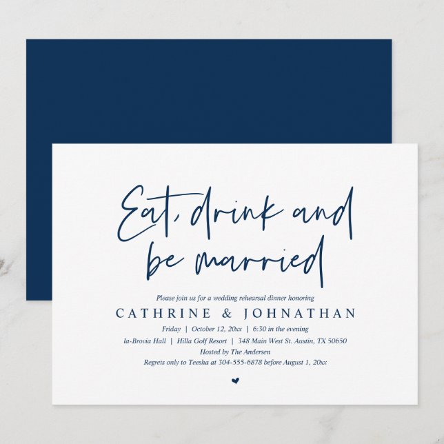 Eat, Drink and be Married Wedding Rehearsal Dinner Invitation (Front/Back)