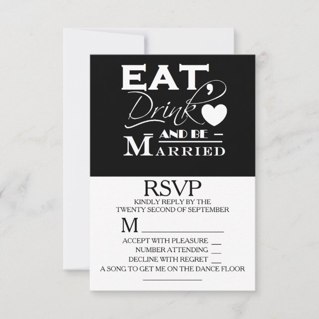 Eat Drink And Be Married Wedding RSVP (Front)