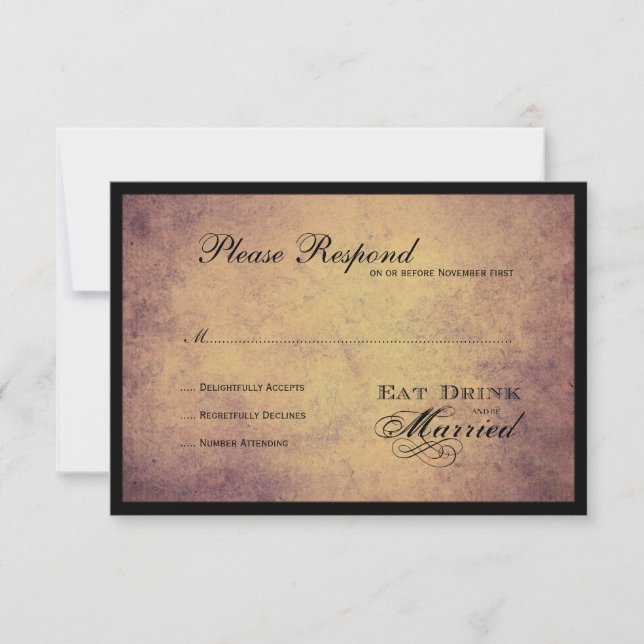 Eat Drink and be Married  Wedding rsvp Card (Front)