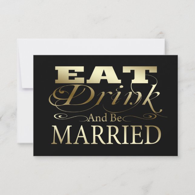 Eat Drink And Be Married Wedding RSVP Card (Front)