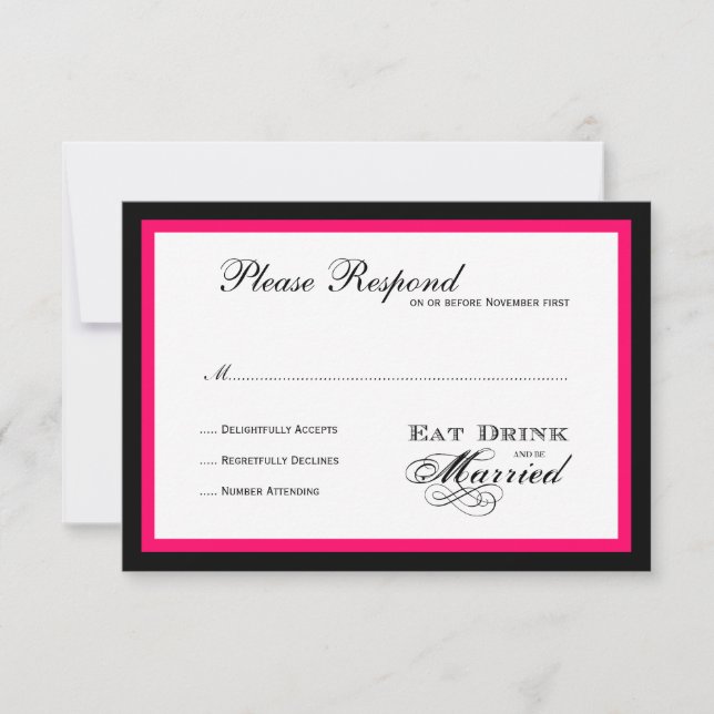 Eat Drink and be Married  Wedding rsvp Card (Front)