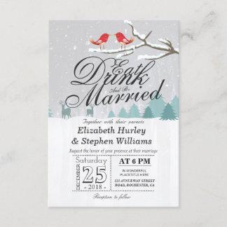 EAT Drink and Be Married Winter Wedding Invitation