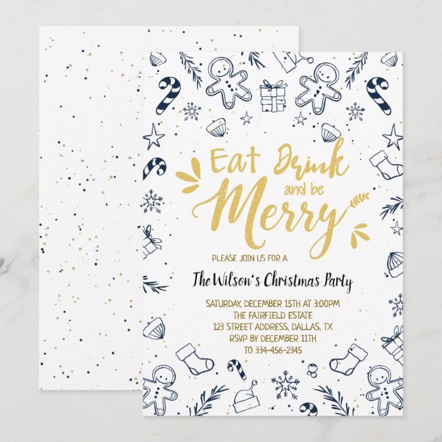 Eat, Drink and Be marry Christmas Party Invitation (Front/Back)