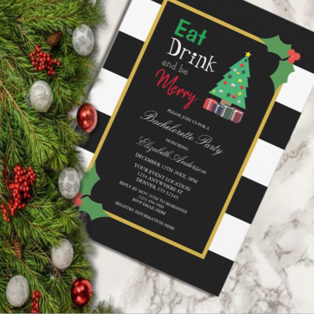 Eat Drink And Be Merry Bachelorette Invitation (Creator Uploaded)