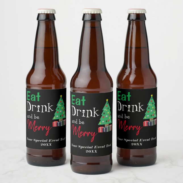 Eat, Drink, and be Merry Beer Bottle Label (Bottles)