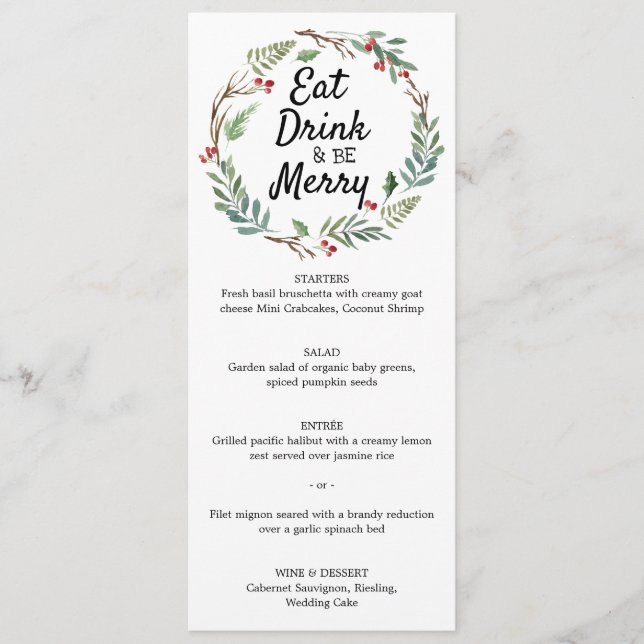 Eat Drink and be Merry Christmas Dinner Menu (Front)